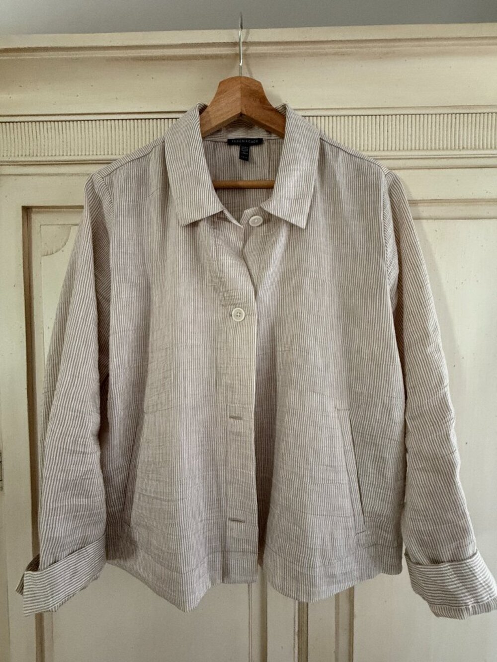 Eileen Fisher Striped Linen Sheen Jacket